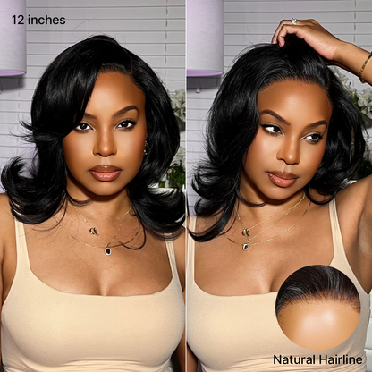 Effortless Chic Butterfly Cut Short Wavy HD Lace Wig – Glueless Natural Hairline Beginner Friendly Daily Wear Look