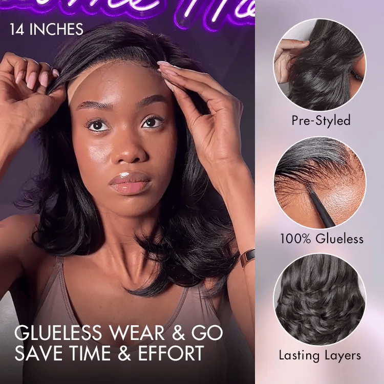 Effortless Chic Butterfly Cut Short Wavy HD Lace Wig – Glueless Natural Hairline Beginner Friendly Daily Wear Look