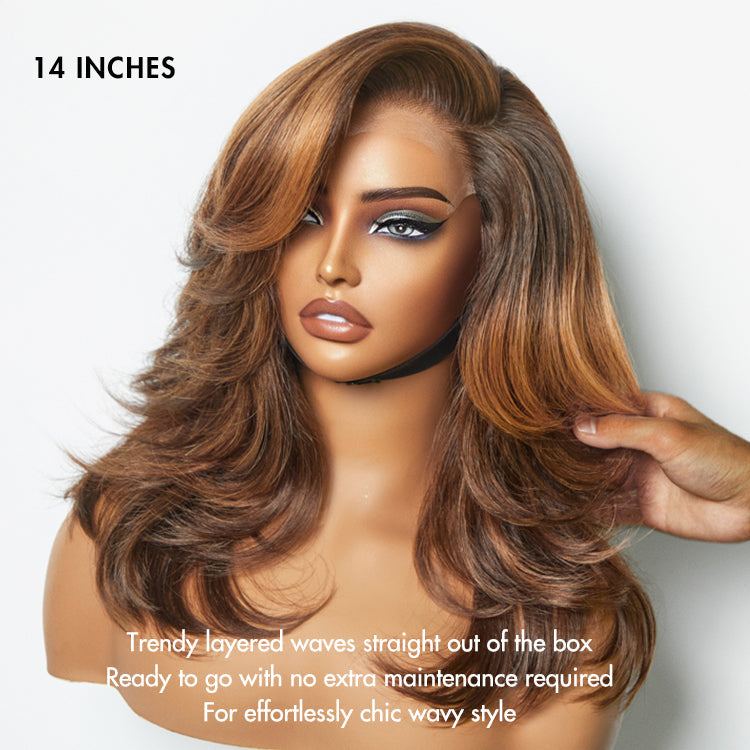 Effortless Chic Butterfly Cut Short Wavy HD Lace Wig – Glueless Natural Hairline Beginner Friendly Daily Wear Look