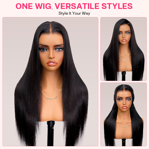 13x6 Kinky Straight Layered Lace Front Wig – Glueless, Adjustable Fit, 250% Density, Ready-to-Wear