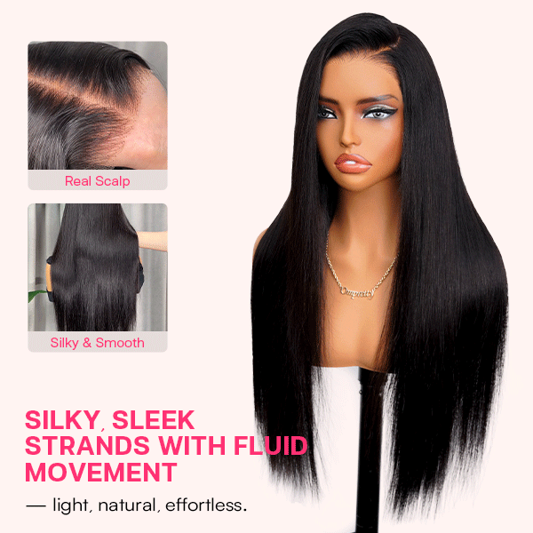 13x6 Kinky Straight Layered Lace Front Wig – Glueless, Adjustable Fit, 250% Density, Ready-to-Wear
