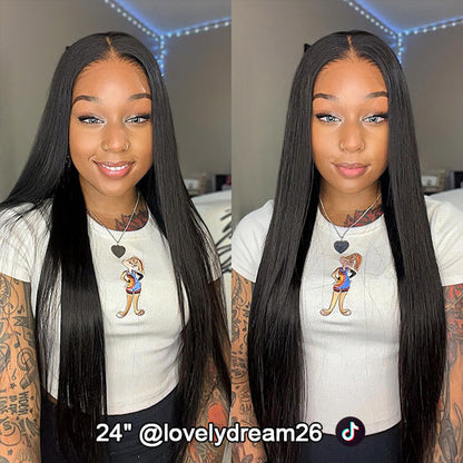 Silky Straight Easy Wear Go Glueless Wigs Pre Cut 7x5 HD Lace Closure Wigs Beginner Friendly
