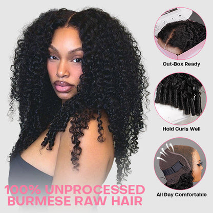 Voluminous & Bouncy Burmese Curly M-Cap 9x6 Lace Wig – Glueless, Bleached Knots, Adjustable Drawstrings