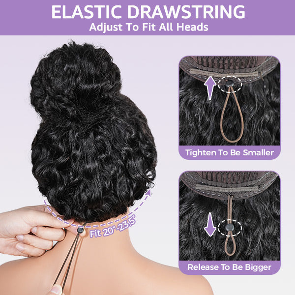 Burmese Curly Glueless Wig Bleached Knots 13x4 13x6 HD Lace Front Wear Go Wig With Flexible Fit Drawstring