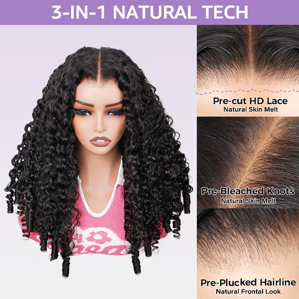 Burmese Curly Glueless Wig Bleached Knots 13x4 13x6 HD Lace Front Wear Go Wig With Flexible Fit Drawstring
