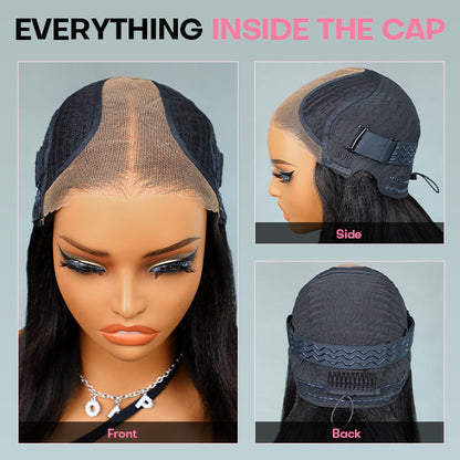 Ultra Natural Layered Yaki Straight Bob 9x6 T-Part Lace Wig – Glueless, Invisi Drawstrings, Silky Finish, Classic & Chic