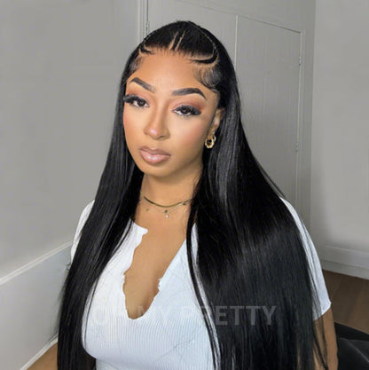 13x6 Kinky Straight Layered Lace Front Wig – Glueless, Adjustable Fit, 250% Density, Ready-to-Wear