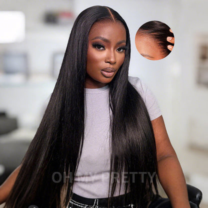 13x6 Kinky Straight Layered Lace Front Wig – Glueless, Adjustable Fit, 250% Density, Ready-to-Wear