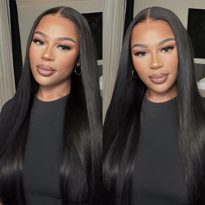 Ultra Natural Layered Yaki Straight Bob 9x6 T-Part Lace Wig – Glueless, Adjustable Fit, Silky Finish, Classic & Chic